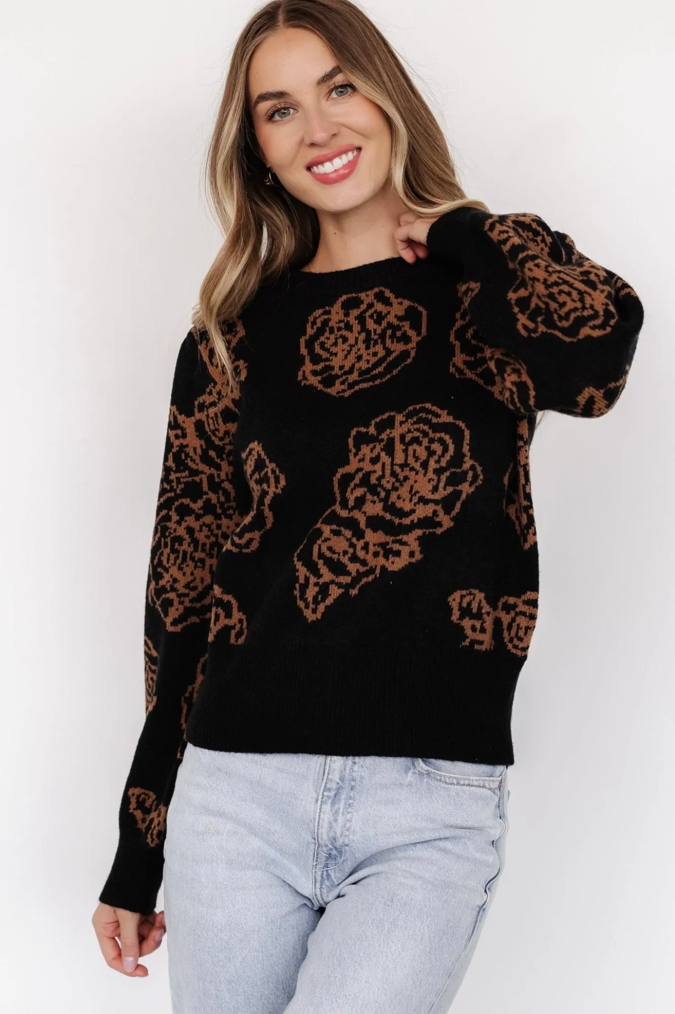 Baltic Born Blake Floral Sweater | Black + Camel