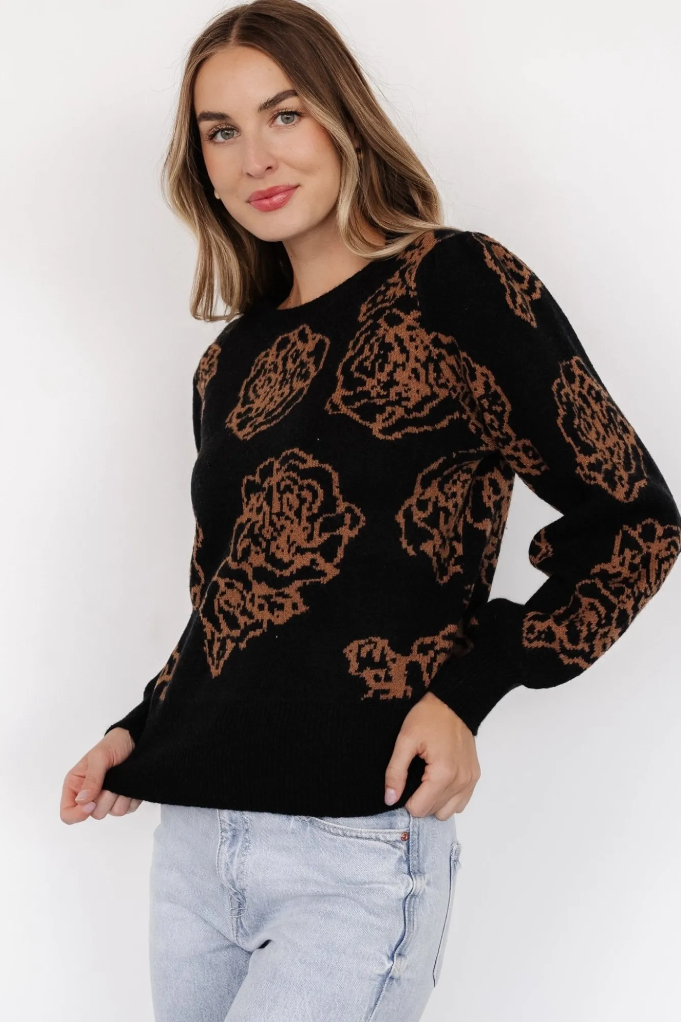 Baltic Born Blake Floral Sweater | Black + Camel