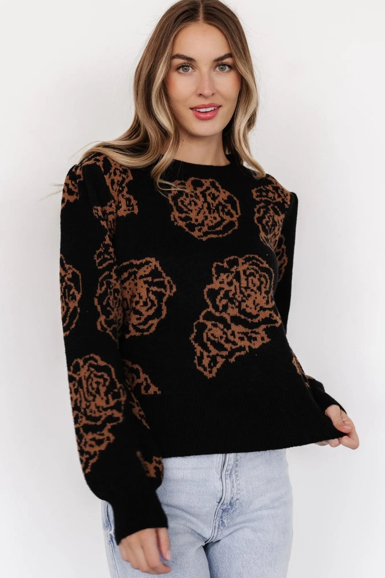 Baltic Born Blake Floral Sweater | Black + Camel