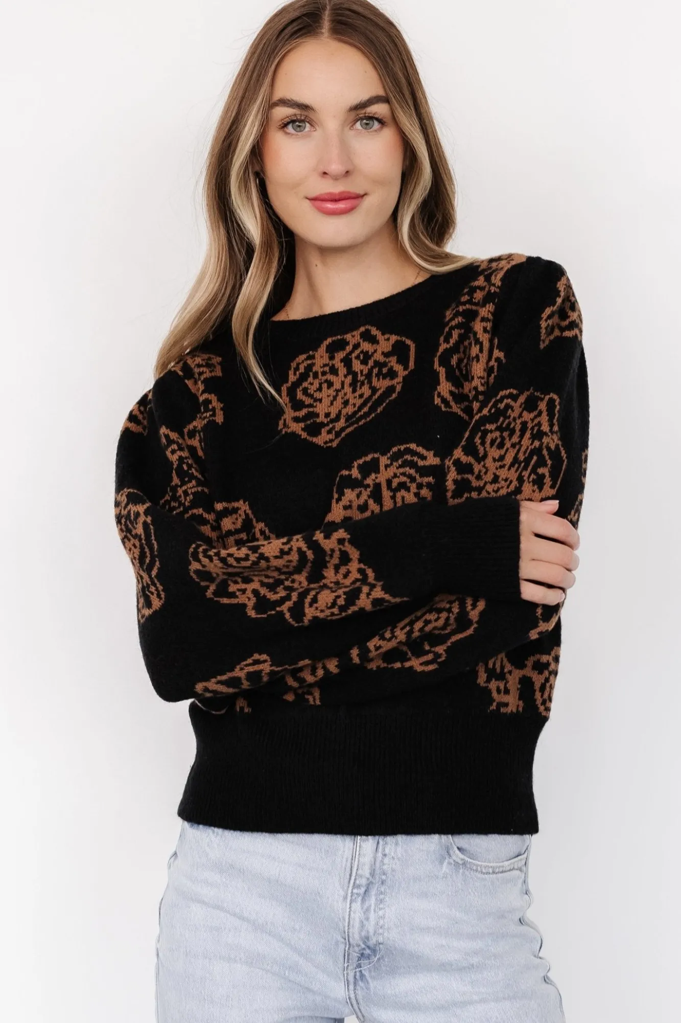 Baltic Born Blake Floral Sweater | Black + Camel