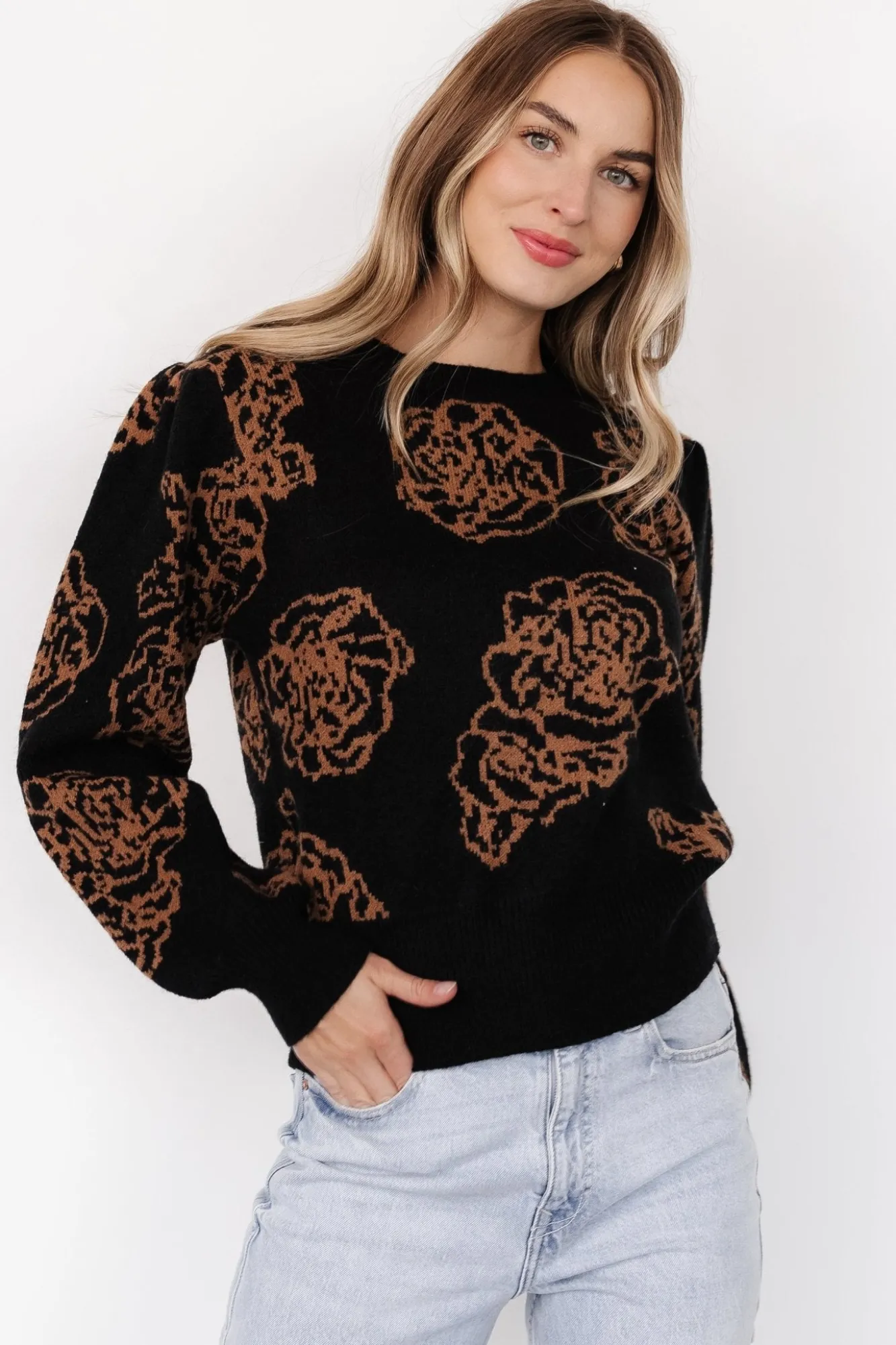 Baltic Born Blake Floral Sweater | Black + Camel