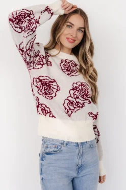 Baltic Born Blake Floral Sweater | Off White + Burgundy