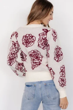Baltic Born Blake Floral Sweater | Off White + Burgundy