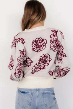 Baltic Born Blake Floral Sweater | Off White + Burgundy