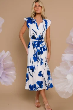 Baltic Born Blakely Button Dress | White + Cobalt