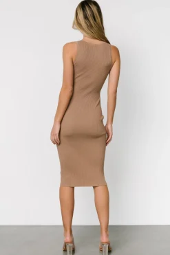 Baltic Born Bobbie Snap Button Midi Dress | Light Mocha