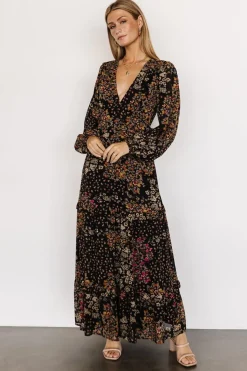 Baltic Born Bowman Deep V Maxi Dress | Black Multi
