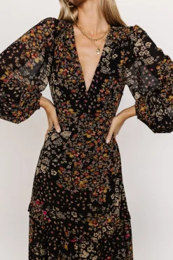 Baltic Born Bowman Deep V Maxi Dress | Black Multi