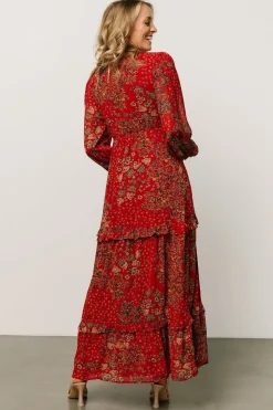 Baltic Born Bowman Deep V Maxi Dress | Red Multi