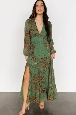 Baltic Born Bowman Deep V Maxi Dress | Green Multi