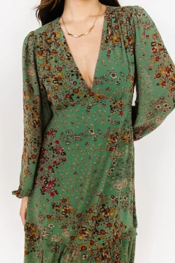 Baltic Born Bowman Deep V Maxi Dress | Green Multi