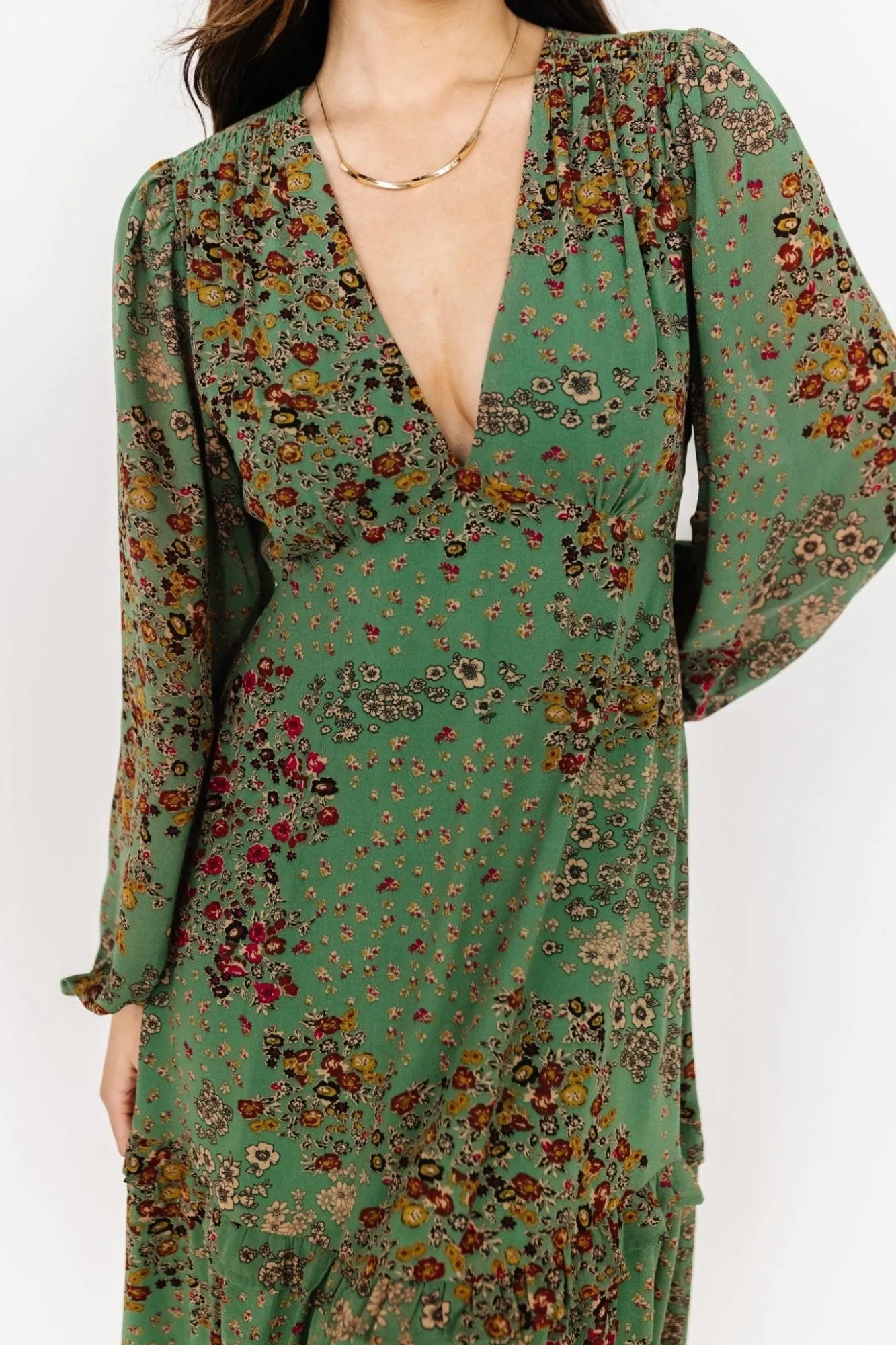 Baltic Born Bowman Deep V Maxi Dress | Green Multi