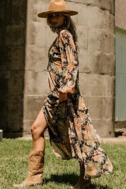 Baltic Born Bowman Deep V Maxi Dress | Navy Floral