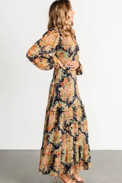Baltic Born Bowman Deep V Maxi Dress | Navy Floral