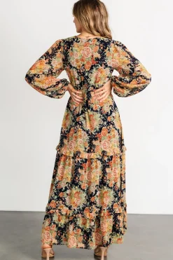 Baltic Born Bowman Deep V Maxi Dress | Navy Floral