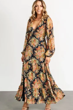 Baltic Born Bowman Deep V Maxi Dress | Navy Floral