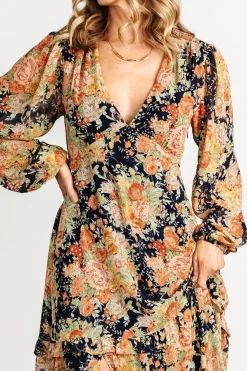 Baltic Born Bowman Deep V Maxi Dress | Navy Floral
