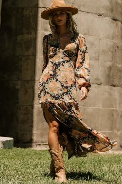 Baltic Born Bowman Deep V Maxi Dress | Navy Floral