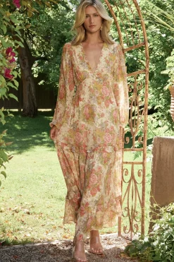 Baltic Born Bowman Deep V Maxi Dress | Cream Multi Floral