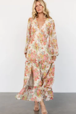 Baltic Born Bowman Deep V Maxi Dress | Cream Multi Floral