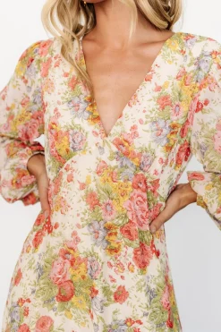 Baltic Born Bowman Deep V Maxi Dress | Cream Multi Floral