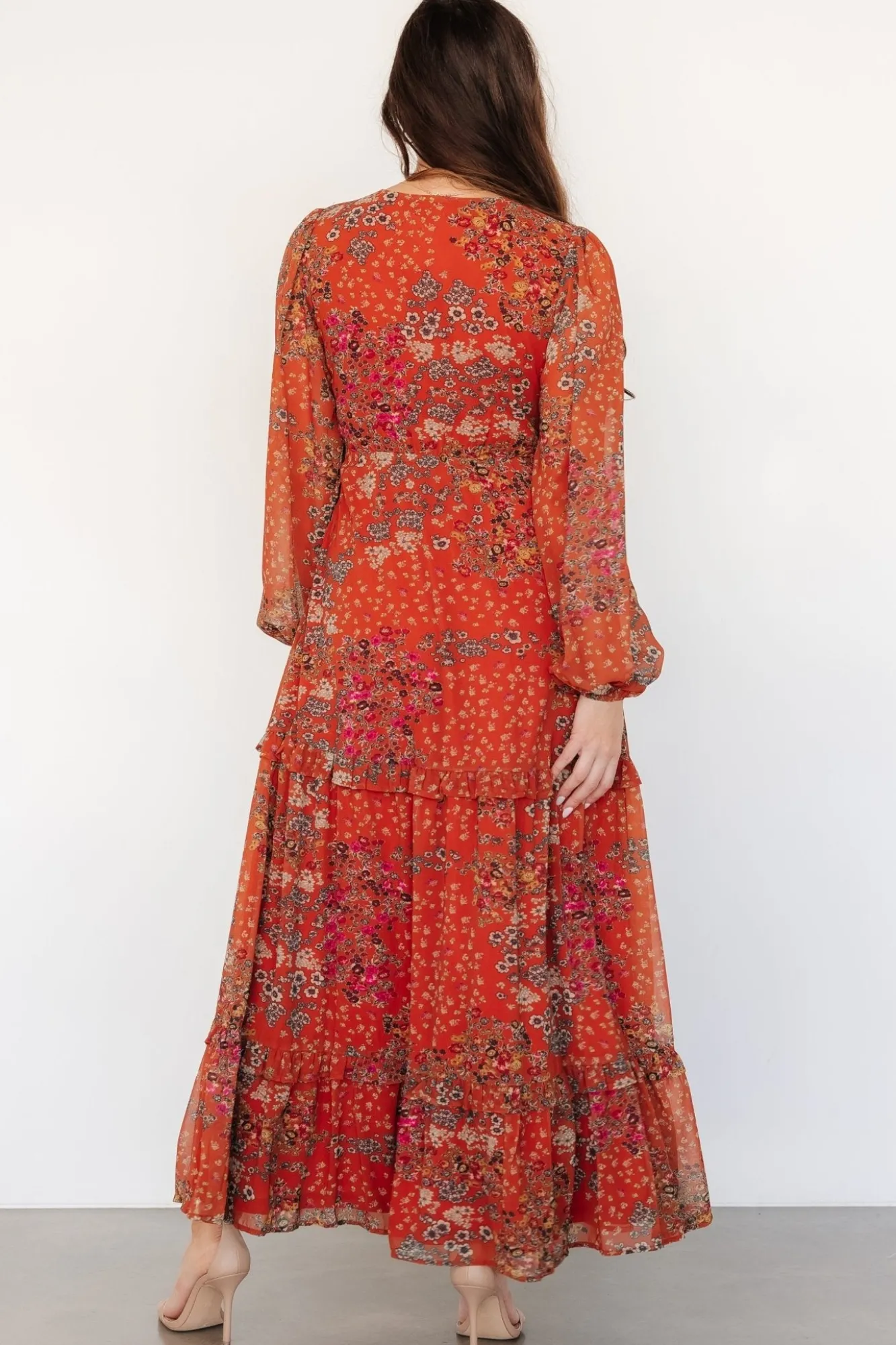 Baltic Born Bowman Deep V Maxi Dress | Rust Multi