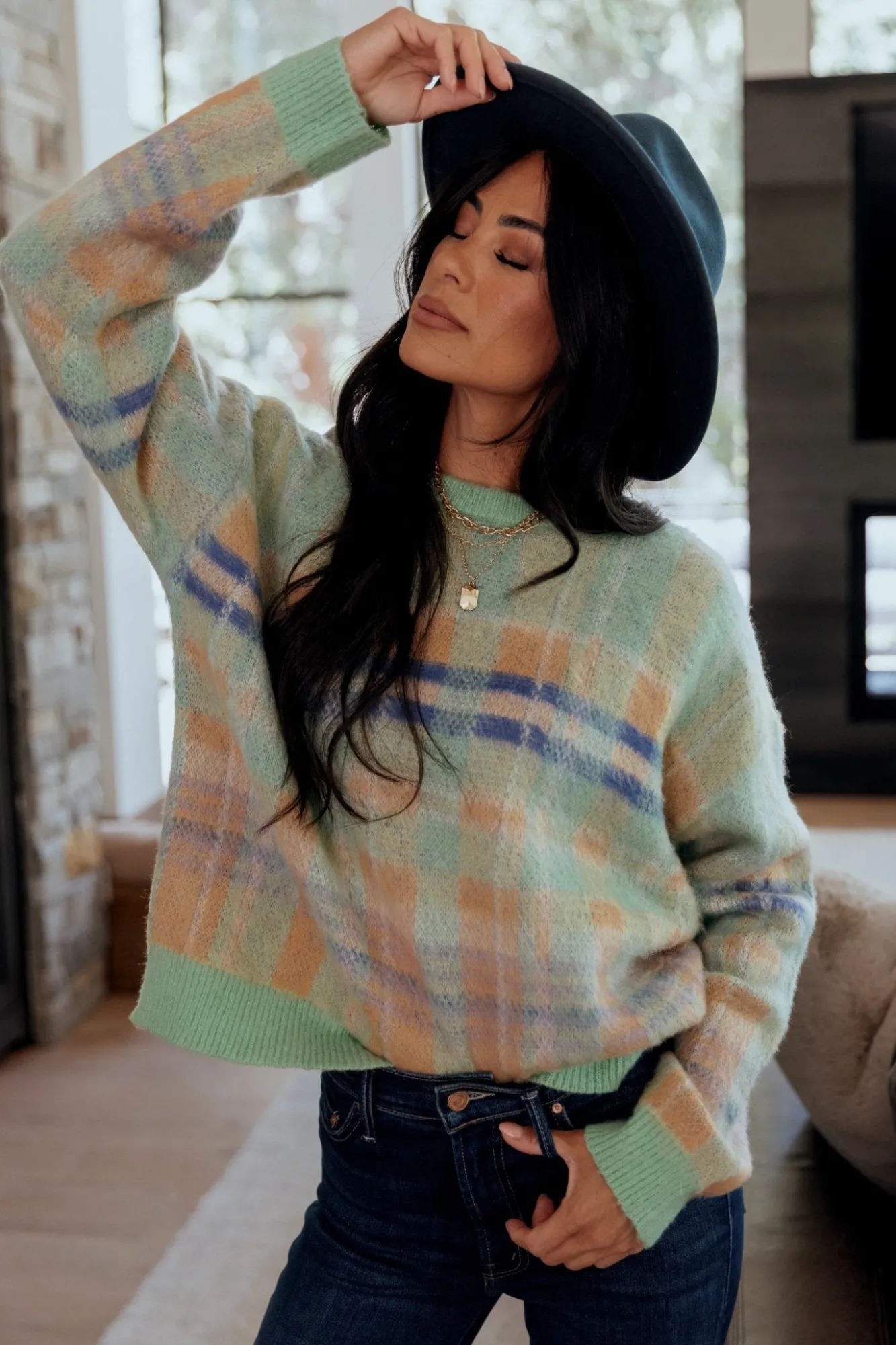 Baltic Born Brentridge Plaid Sweater | Green Multi