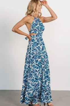 Baltic Born Brett Halter Maxi Dress | Cobalt Print