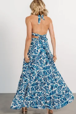 Baltic Born Brett Halter Maxi Dress | Cobalt Print