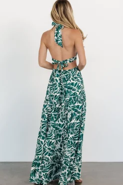 Baltic Born Brett Halter Maxi Dress | Palm Green Print