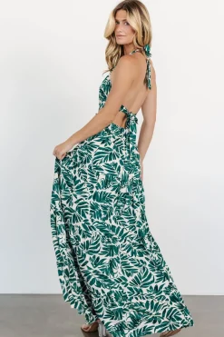 Baltic Born Brett Halter Maxi Dress | Palm Green Print