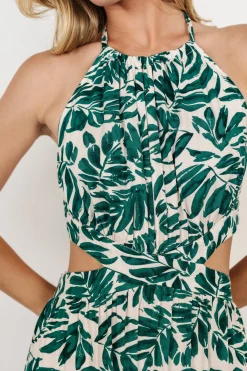 Baltic Born Brett Halter Maxi Dress | Palm Green Print