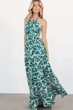 Baltic Born Brett Halter Maxi Dress | Palm Green Print