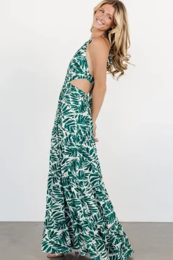 Baltic Born Brett Halter Maxi Dress | Palm Green Print