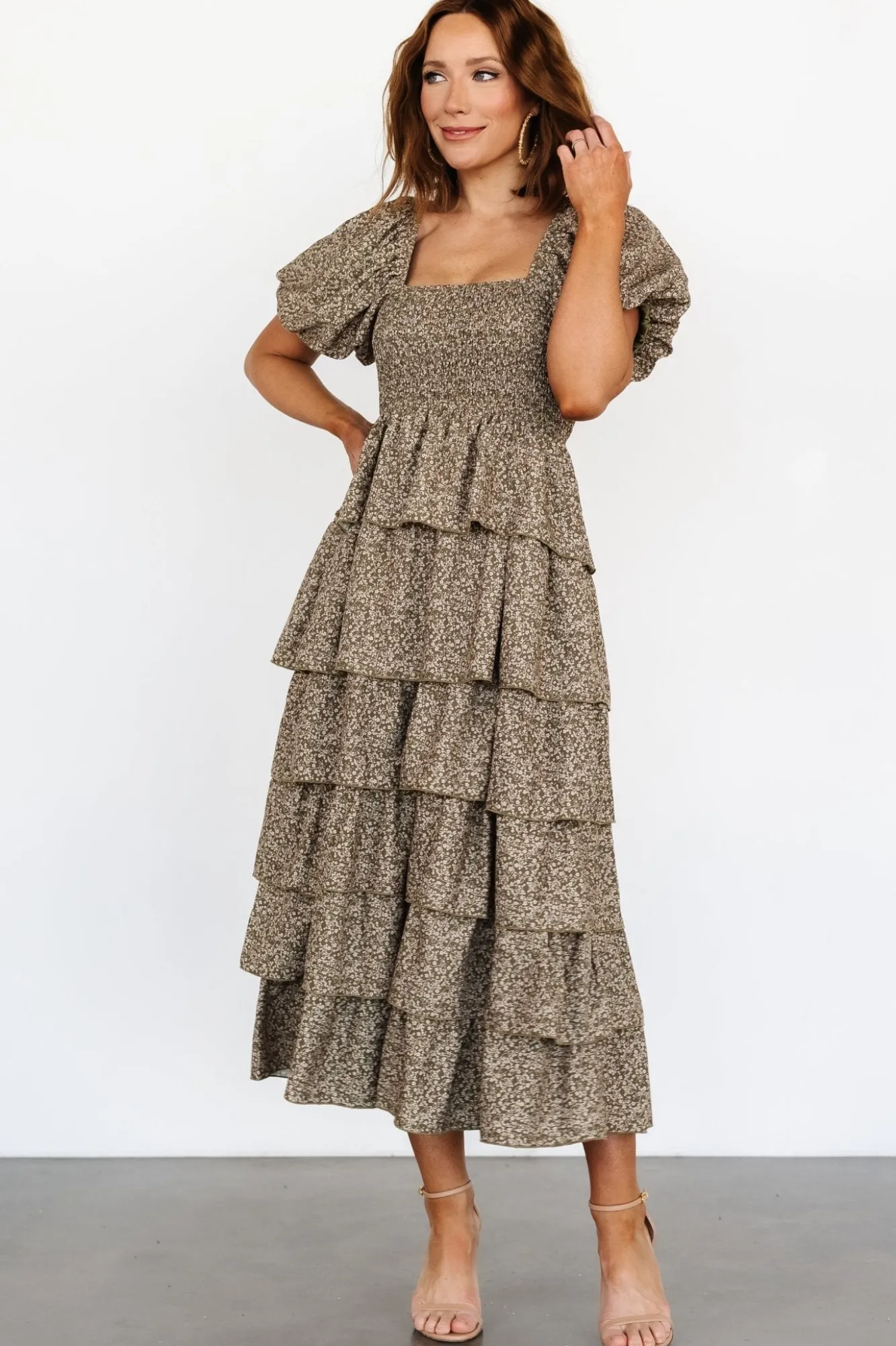 Baltic Born Bromley Tiered Dress | Olive Print