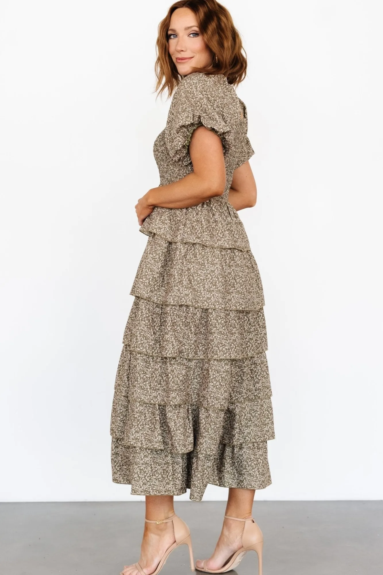 Baltic Born Bromley Tiered Dress | Olive Print