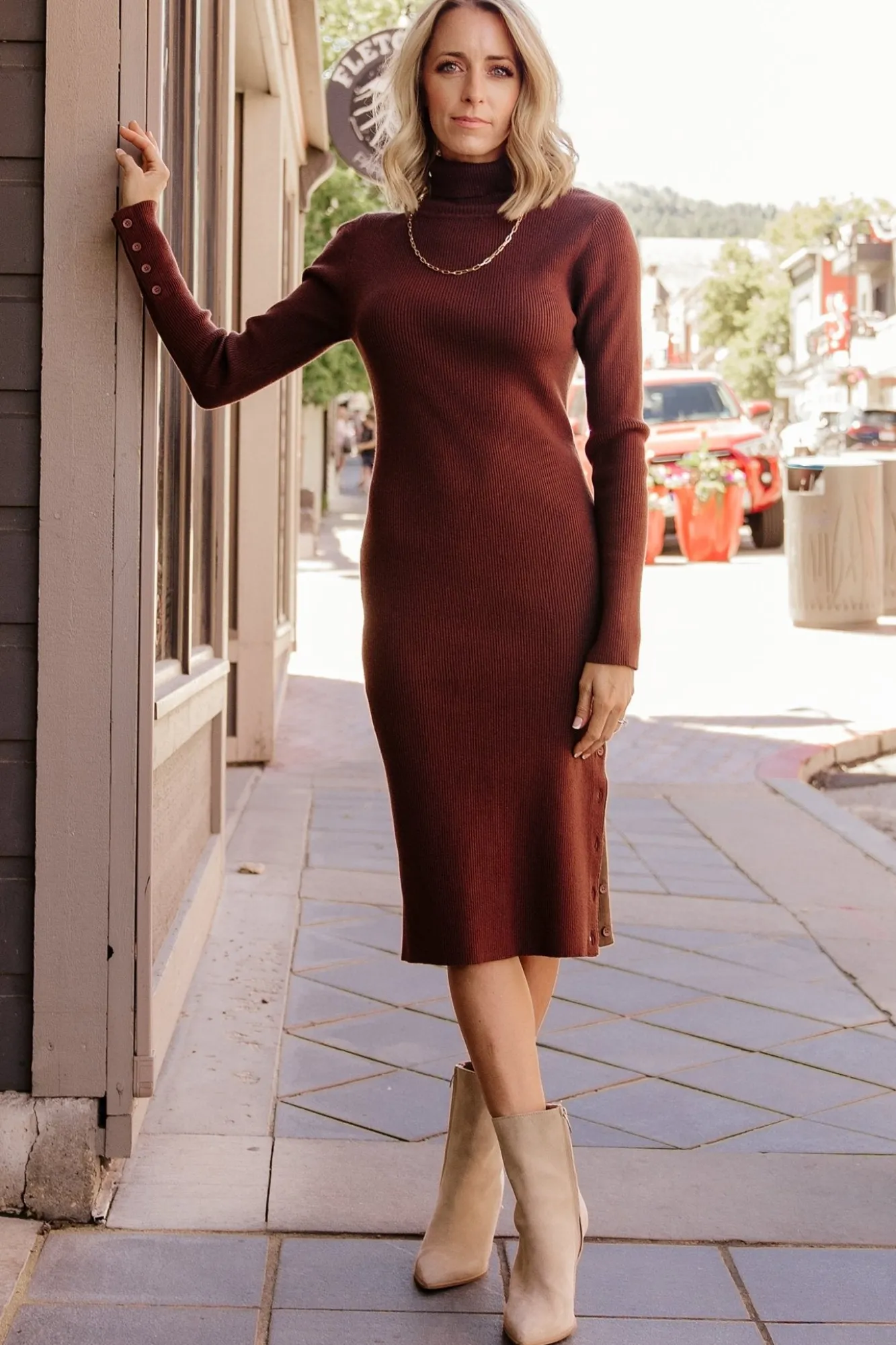 Baltic Born Caldwell Ribbed Turtleneck Midi Dress |