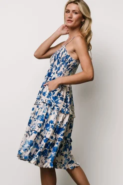 Baltic Born Calina Midi Dress | Ivory + Blue Floral