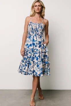 Baltic Born Calina Midi Dress | Ivory + Blue Floral