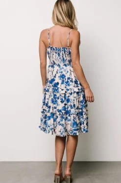 Baltic Born Calina Midi Dress | Ivory + Blue Floral