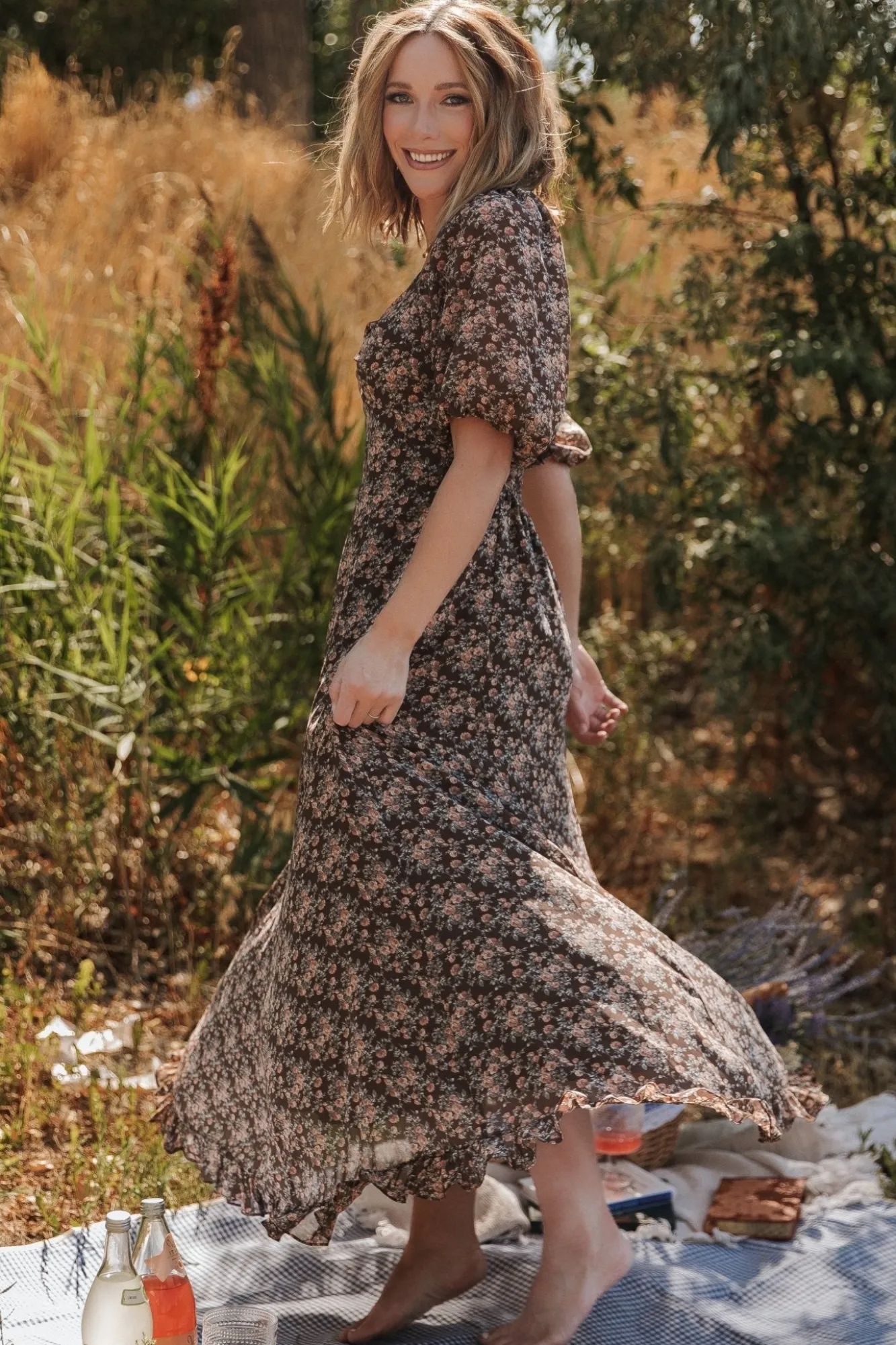 Baltic Born Camryn Maxi Dress | Brown Floral