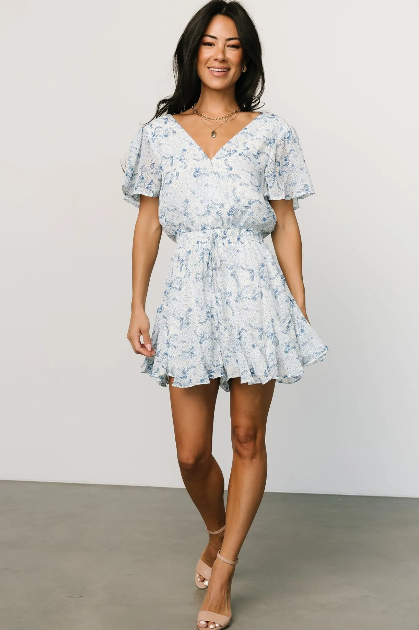 Baltic Born Candy Romper | Off White + Blue