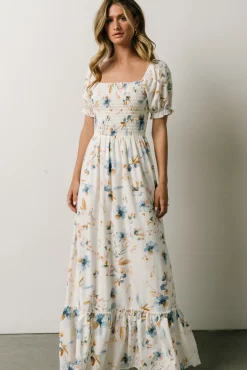 Baltic Born Capri Smocked Maxi Dress | White Multi Print