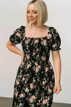 Baltic Born Capri Smocked Maxi Dress | Black Garden Floral