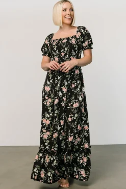 Baltic Born Capri Smocked Maxi Dress | Black Garden Floral