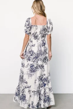 Baltic Born Capri Smocked Maxi Dress | Ivory + Blue Floral
