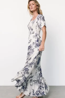 Baltic Born Capri Smocked Maxi Dress | Ivory + Blue Floral