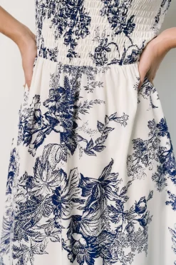 Baltic Born Capri Smocked Maxi Dress | Ivory + Blue Floral