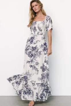 Baltic Born Capri Smocked Maxi Dress | Ivory + Blue Floral