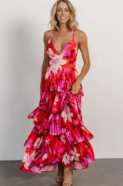 Baltic Born Capriana Tiered Maxi Dress | Red Multi